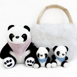 3-9 Year Kids Mommy 2 Babies Blanket Stuffed Bag Animal Bear Plush Panda Toy